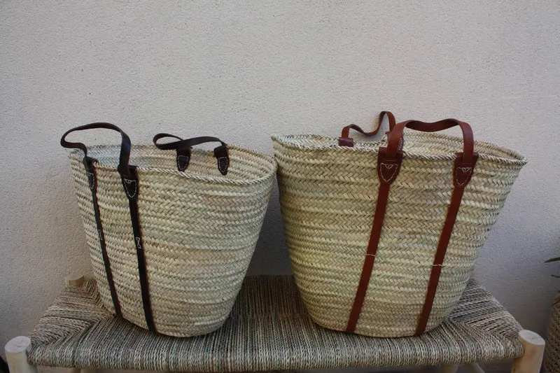 GRAND Panier IMMENSE XXL pour courses marchés plage - Sac Cabas osier paille marocain rotin palmier