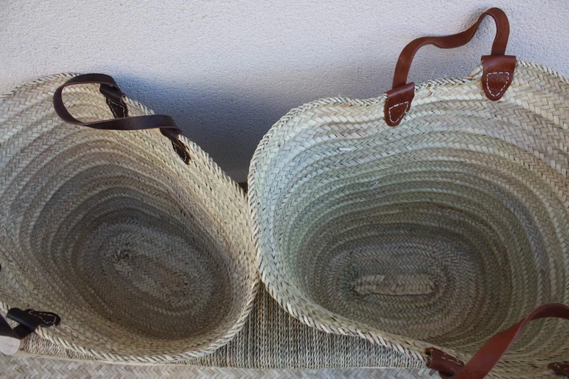 GRAND Panier IMMENSE XXL pour courses marchés plage - Sac Cabas osier paille marocain rotin palmier