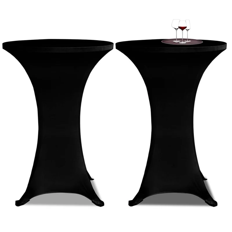 Housse de table Ø70cm Noir extensible 2 pcs DEC022496