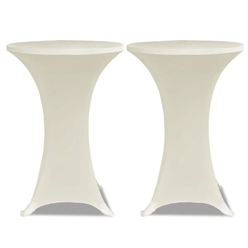 Housse de table Ø70cm Crème extensible 2 pcs DEC022499