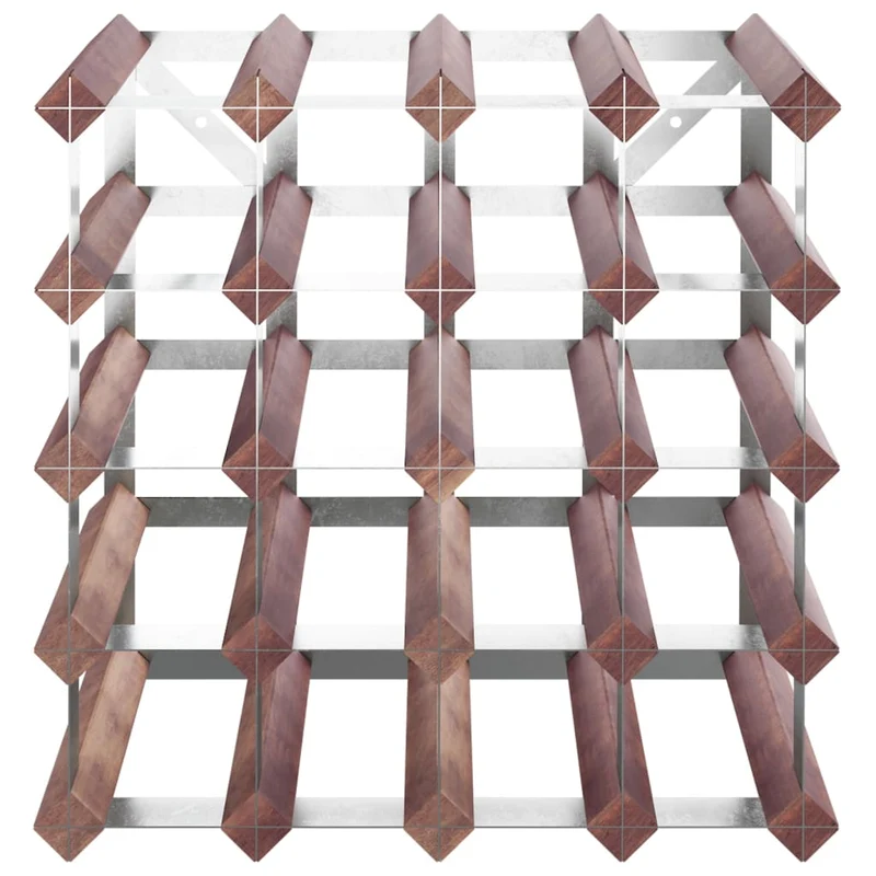 Casier range bouteilles étagère de rangement vin pour 20 bouteilles en bois pin marron et acier DEC024303