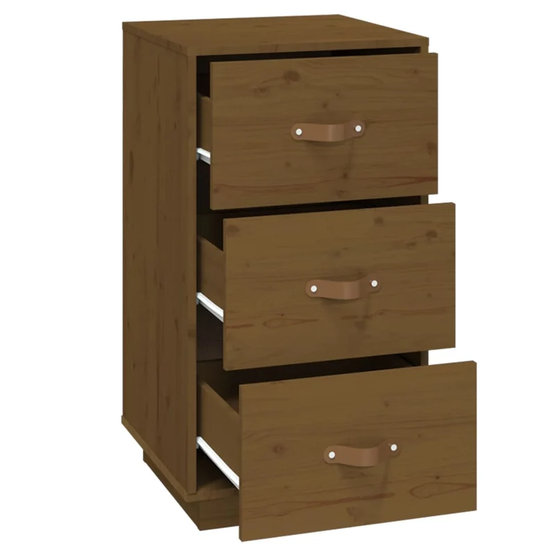 Table de chevet avec 3 tiroirs 40 x 40 x 75 cm bois de pin couleur marron miel DEC036214