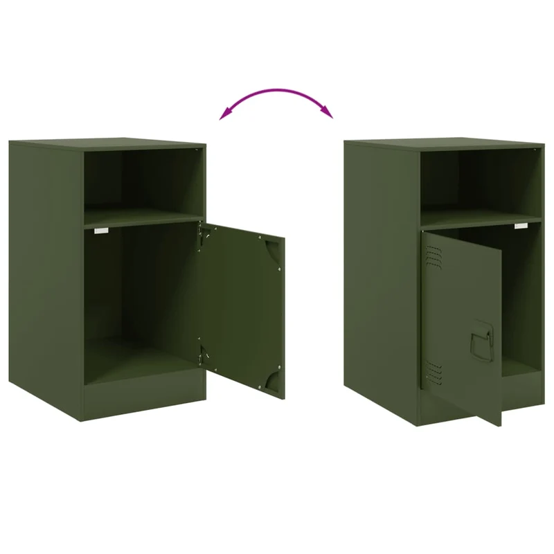 Lot de 2 tables de chevet avec compartiment avec porte 34,5 x 39 x 62 cm acier vert DEC035759