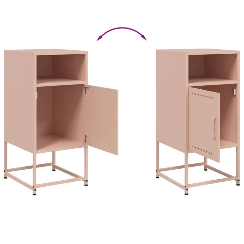 Lot de 2 tables de chevet avec compartiment avec porte 36 x 39 x 78 cm acier rose DEC035640
