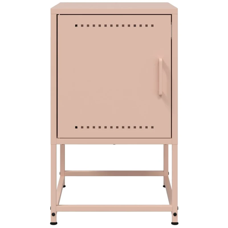 Lot de 2 tables de chevet avec compartiment avec porte 36 x 39 x 60,5 cm acier rose DEC035635