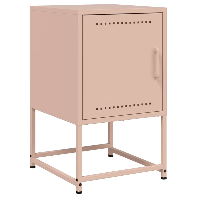 Lot de 2 tables de chevet avec compartiment avec porte 36 x 39 x 60,5 cm acier rose DEC035635