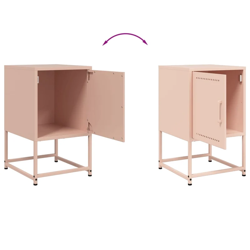 Lot de 2 tables de chevet avec compartiment avec porte 36 x 39 x 60,5 cm acier rose DEC035635
