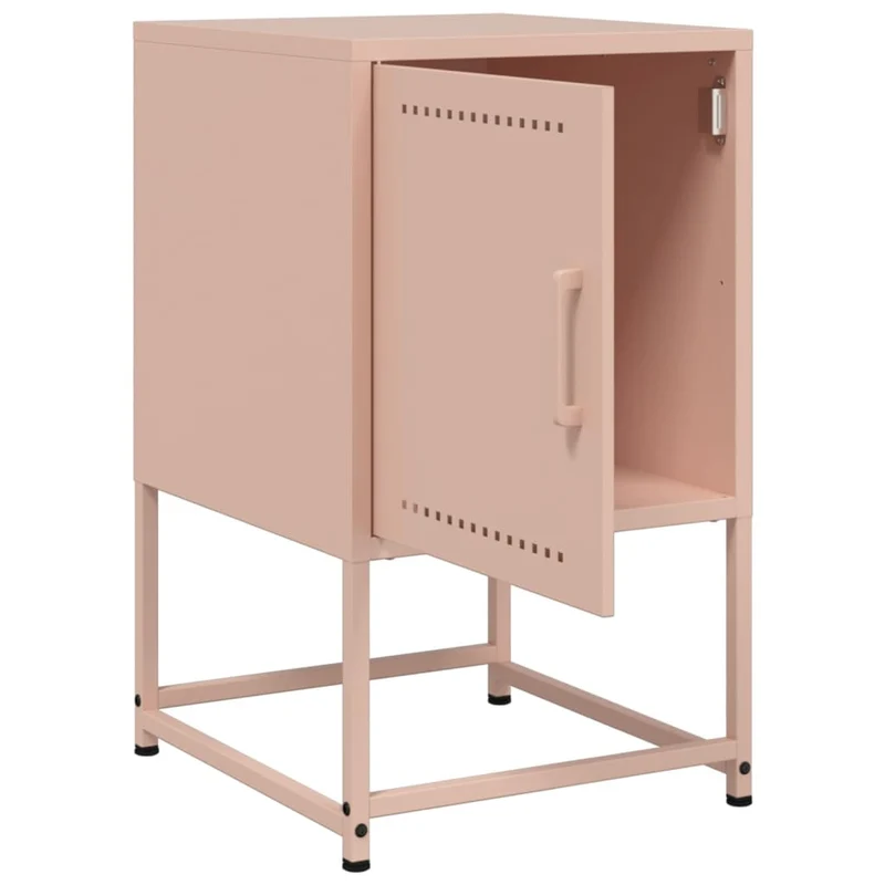 Lot de 2 tables de chevet avec compartiment avec porte 36 x 39 x 60,5 cm acier rose DEC035635