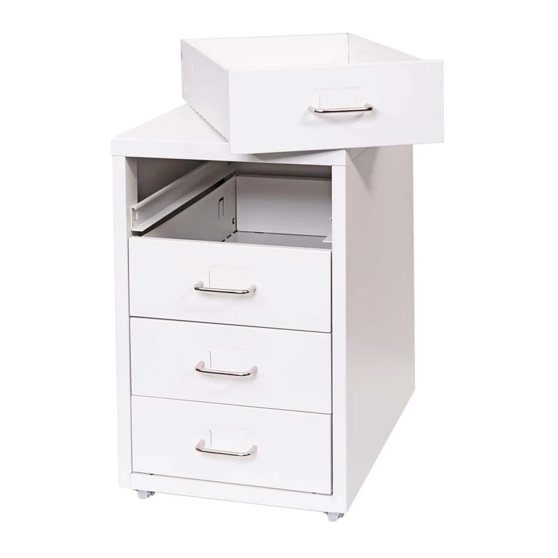 Caisson à tiroirs armoire de bureau 48x28x41 cm 4 tiroirsen acier blanc 04_0008261