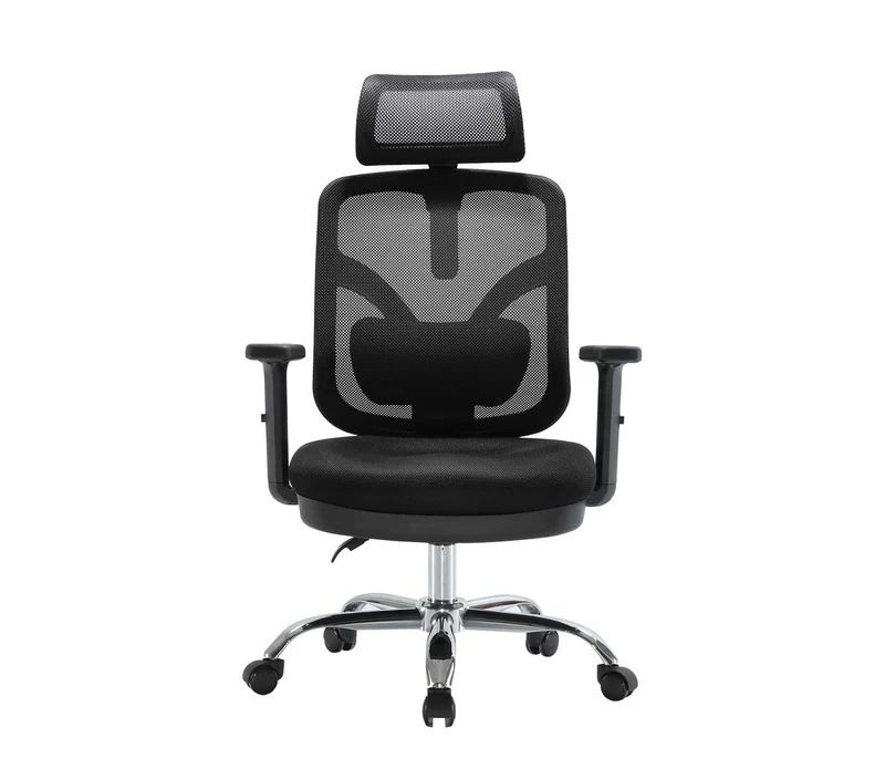 Fauteuil de bureau avec support lombaire et accoudoirs réglables en maille noir 04_0006223