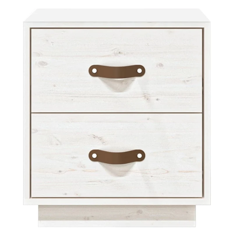 Table de chevet avec deux tiroirs 40 x 34 x 45 cm bois de pin blanc DEC036210