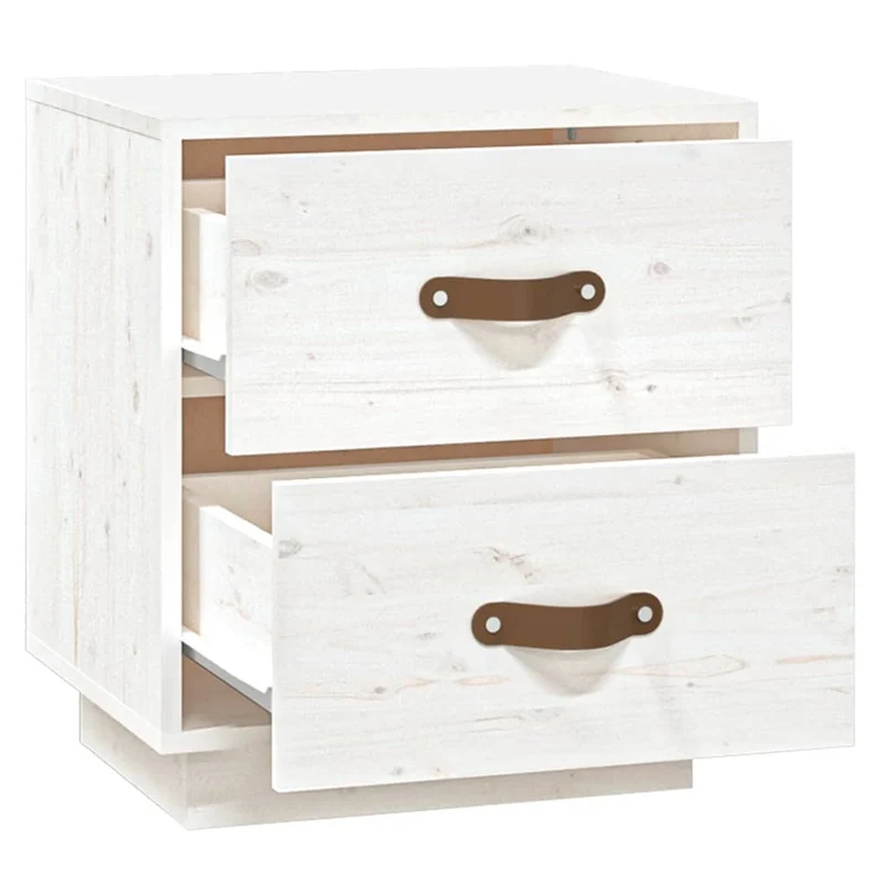 Table de chevet avec deux tiroirs 40 x 34 x 45 cm bois de pin blanc DEC036210