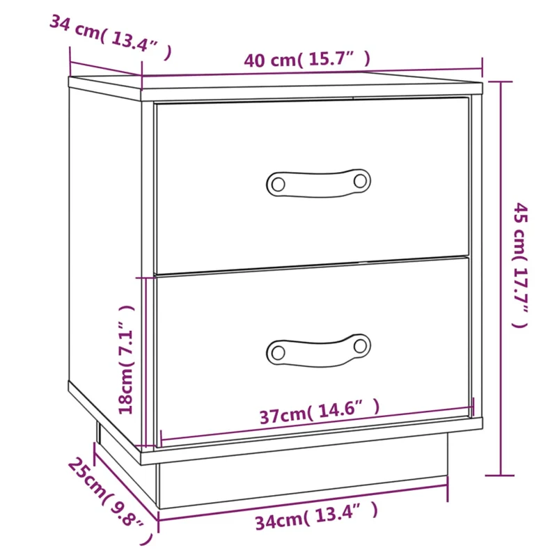 Table de chevet avec deux tiroirs 40 x 34 x 45 cm bois de pin blanc DEC036210