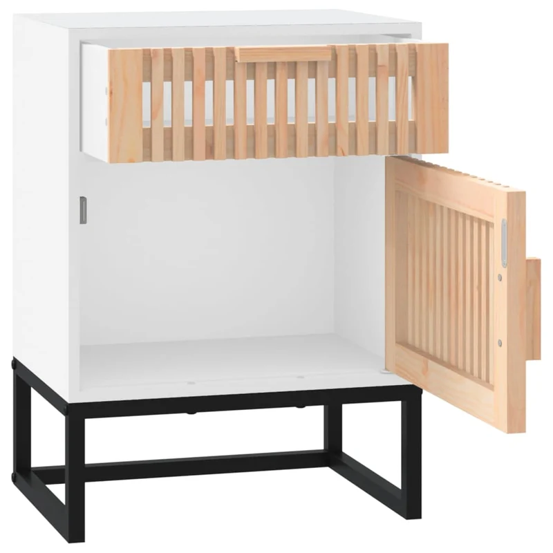 Lot de 2 tables de chevet avec tiroir et compartiment avec porte 40 x 30 x 55,5cm bois ingénierie et fer DEC035780