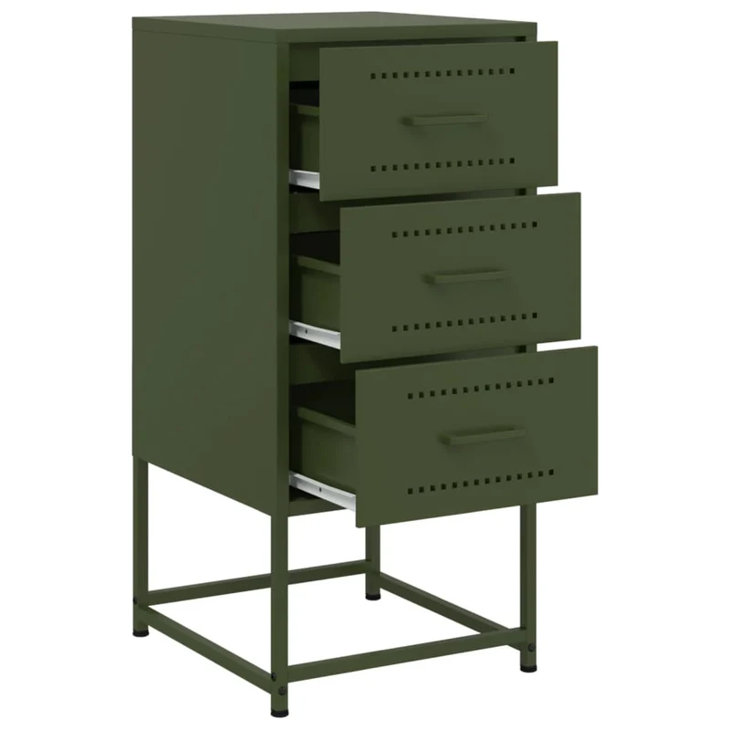 Lot de 2 tables de chevet avec 3 tiroirs 36 x 39 x 78 cm acier vert DEC035774