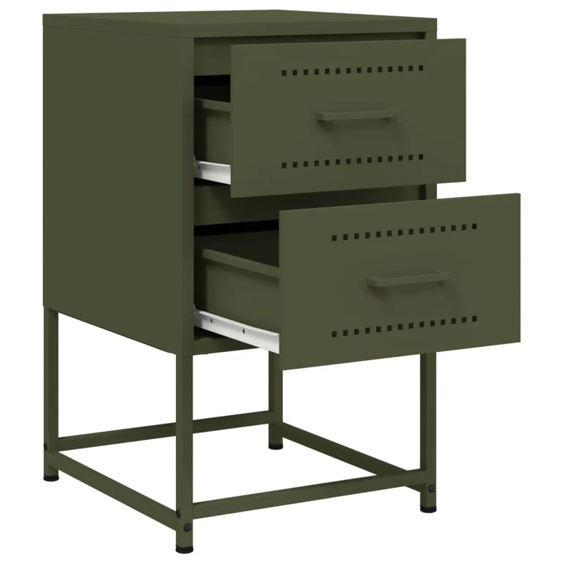 Lot de 2 tables de chevet avec deux tiroirs 36 x 39 x 60,5 cm acier vert DEC035771