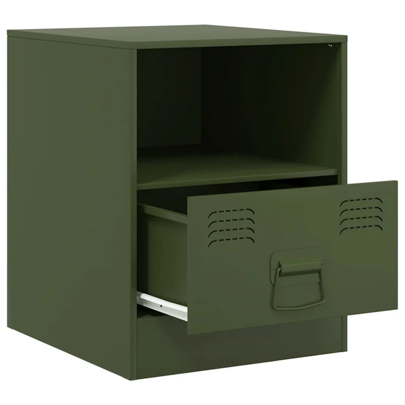 Lot de 2 tables de chevet avec tiroir et compartiment ouvert 34,5 x 39 x 44 cm acier vert DEC035757