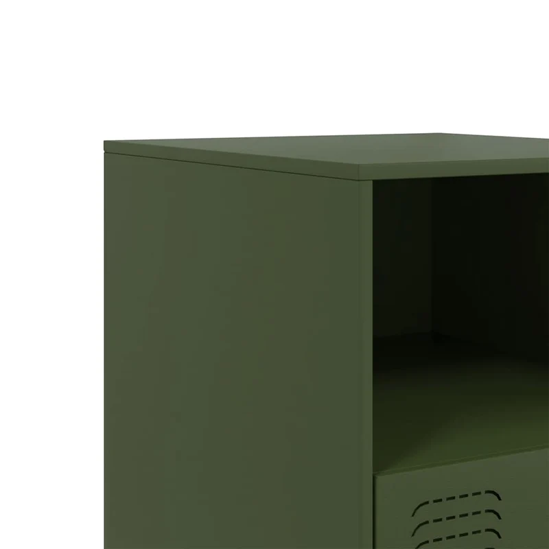 Lot de 2 tables de chevet avec tiroir et compartiment ouvert 34,5 x 39 x 44 cm acier vert DEC035757