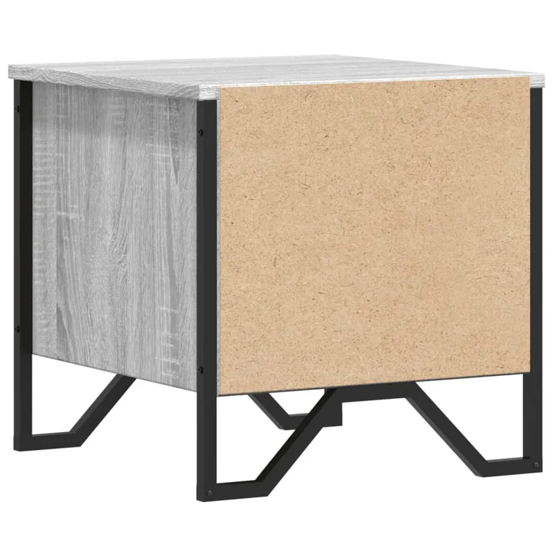 Lot de 2 tables de chevet avec deux tiroirs 40 x 41 x 40cm bois d'ingénierie gris et métal DEC035726