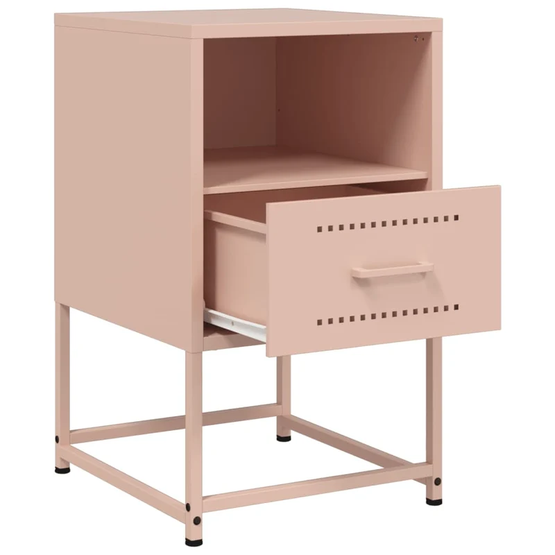 Lot de 2 tables de chevet avec tiroir et compartiment ouvert 36 x 39 x 60,5 cm acier rose DEC035636