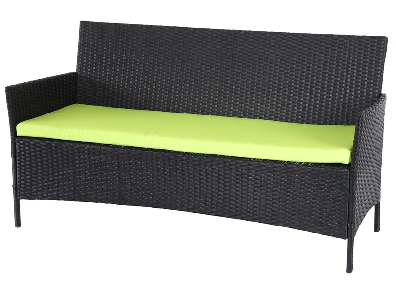 Banc de jardin 3 places 154 cm en polyrotin anthracite coussins vert 04_0001102