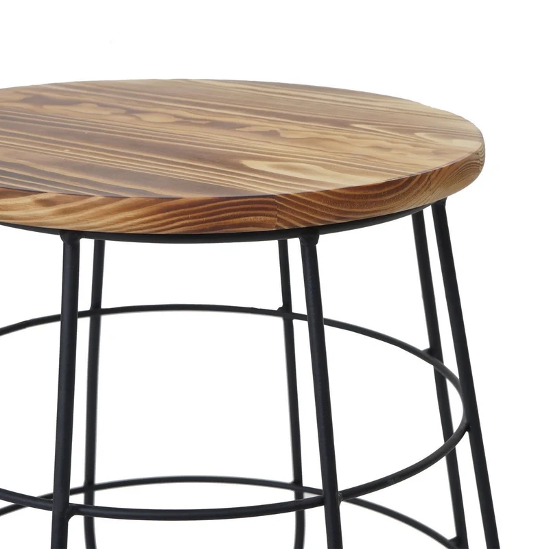 Table d'appoint table de chevet tabouret en bois design industriel Ø35cm MDJ04119
