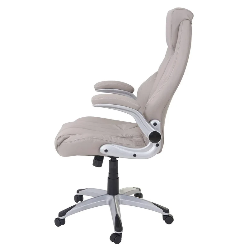 Fauteuil de bureau sur roulettes en synthétique taupe ergonomique BUR04081
