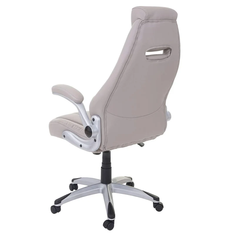 Fauteuil de bureau sur roulettes en synthétique taupe ergonomique BUR04081