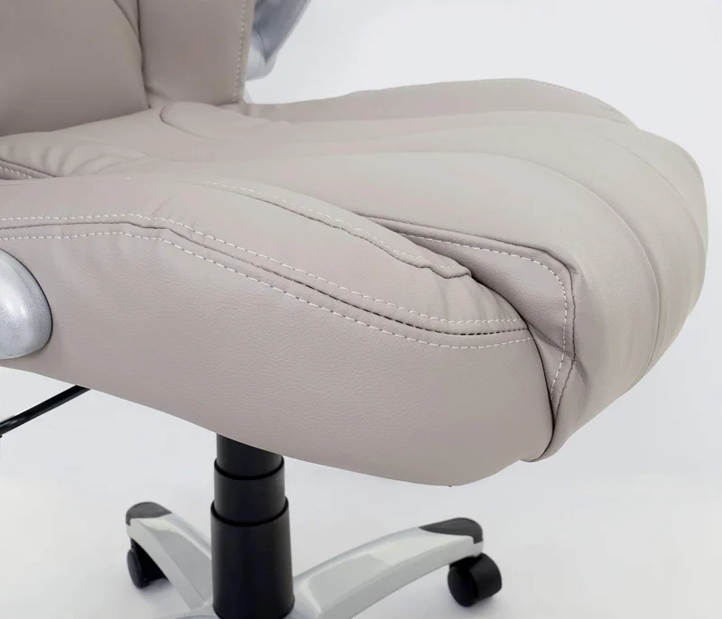 Fauteuil de bureau sur roulettes en synthétique taupe ergonomique BUR04081