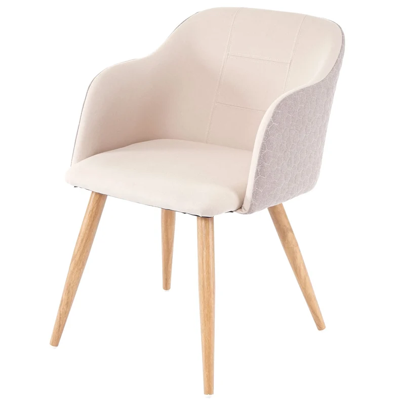 Lot de 6 chaises de salle à manger surface arrière aspect nid d'abeille avec accoudoirs en tissu crème beige 04_0000805