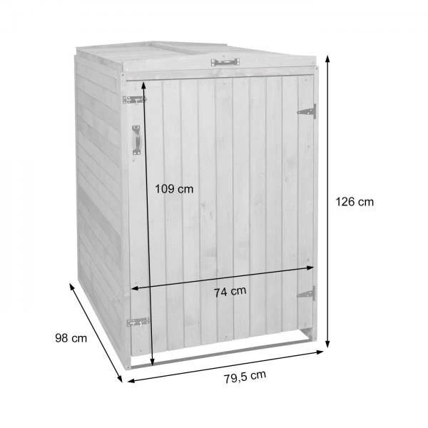 Abris poubelles convient pour deux bacs normaux ou un grand bac 126 x 80 x 98 cm bois mvg gris anthracite 04_0007001