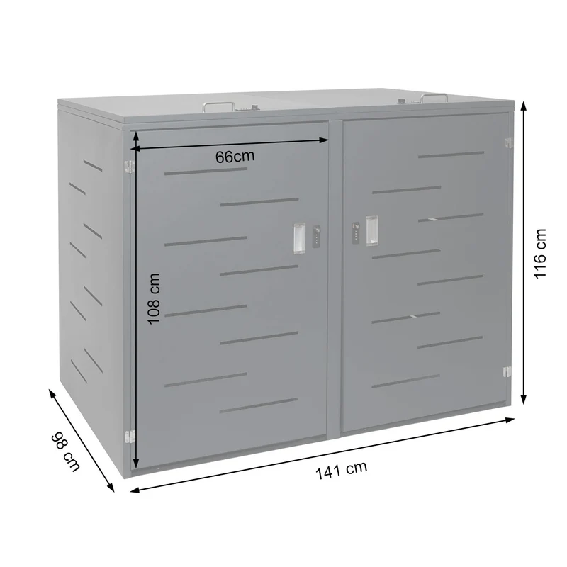 Abris poubelles verrouillable avec deux compartiments 116 x 141 x 98 cm acier inoxydable 04_0007006