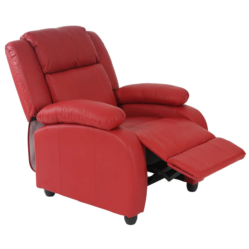 Fauteuil tv de relaxation réglage synchrone du dossier et du repose-pieds en PVC rouge 04_0006896