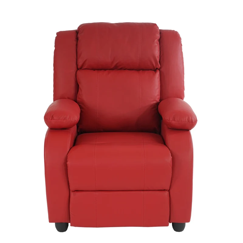 Fauteuil tv de relaxation réglage synchrone du dossier et du repose-pieds en PVC rouge 04_0006896