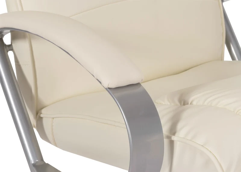 Fauteuil tv relaxation avec repose-pieds en PVC blanc crème 04_0006894