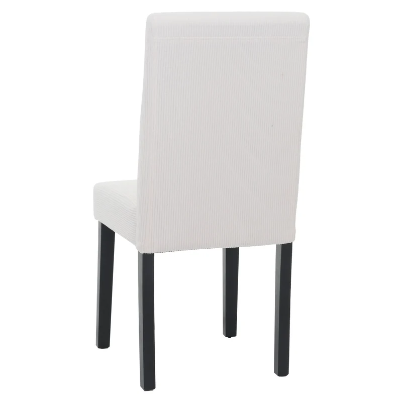 Lot de 2 chaises de salle à manger dossier haut en tissu velours côtelé crème pieds en bois foncés 04_0007326