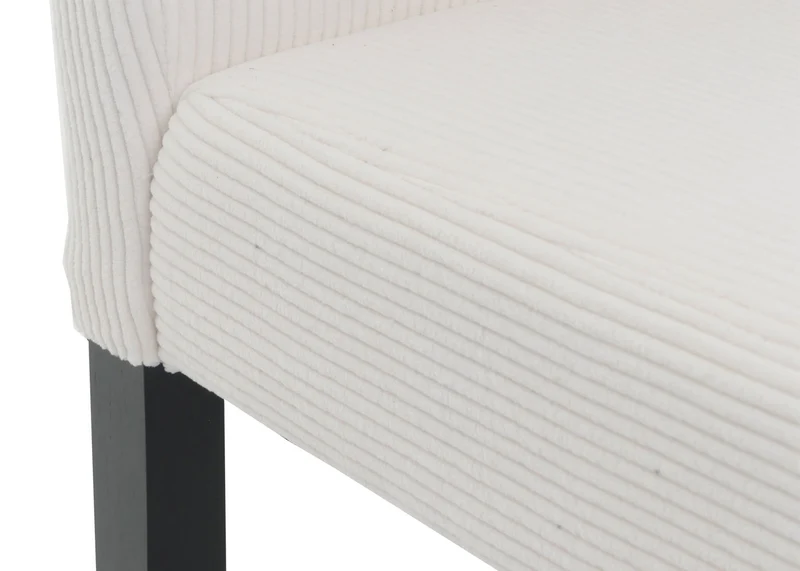 Lot de 2 chaises de salle à manger dossier haut en tissu velours côtelé crème pieds en bois foncés 04_0007326