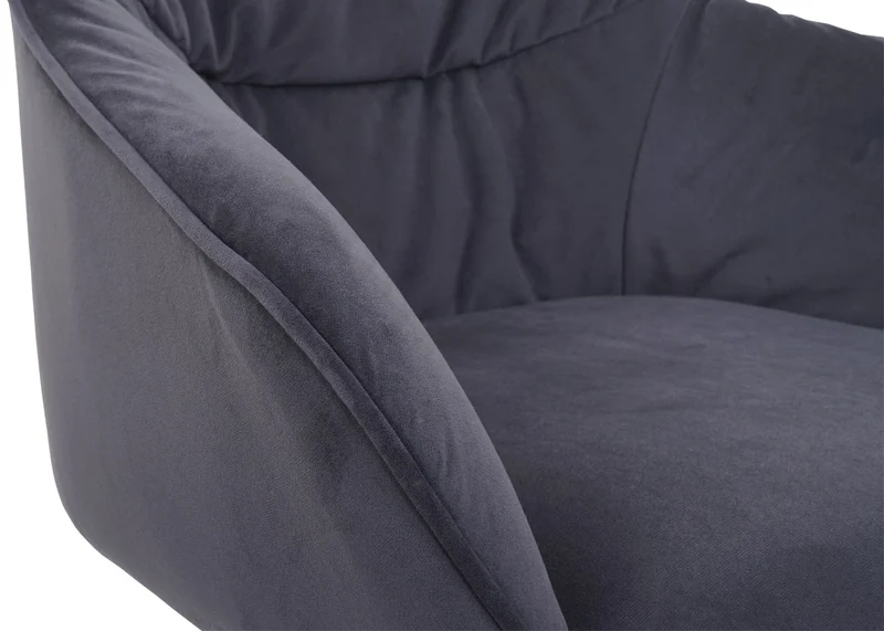 Lot de 6 chaises de salle à manger rembourrées avec accoudoirs pivotantes métal et tissu gris 04_0007718