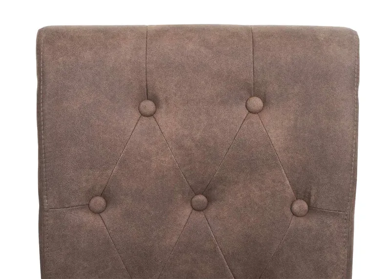 Lot de 6 chaises de salle à manger design chesterfield avec rivets métalliques décoratifs tissu marron foncé 04_0007621