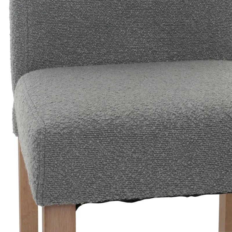 Lot de 4 chaises de salle à manger dossier haut en tissu bouclé gris pieds clair 04_0007514
