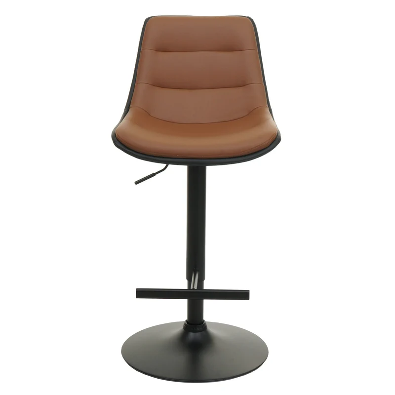 Lot de 2 tabourets de bar chaises de comptoir pivotant réglable en hauteur avec dossier PVC marron 04_0007464