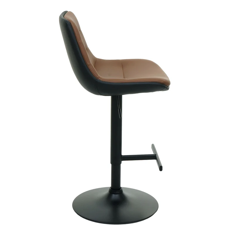 Lot de 2 tabourets de bar chaises de comptoir pivotant réglable en hauteur avec dossier PVC marron 04_0007464