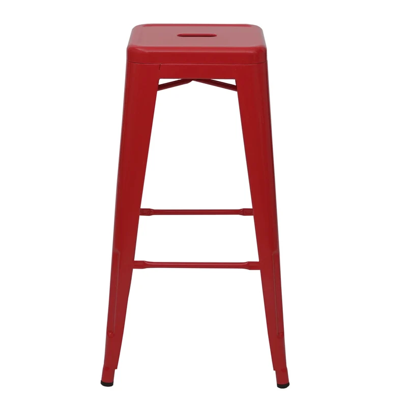Lot de 2 tabourets de bar chaises de comptoir en métal rouge design industriel empilable 04_0007451