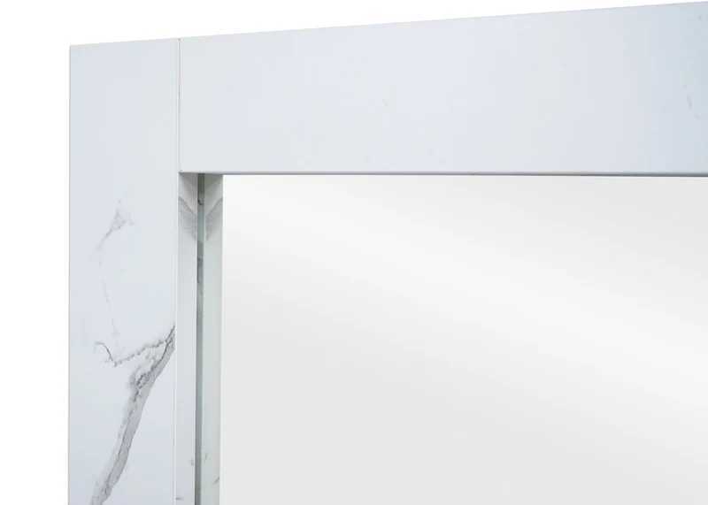 Miroir mural de salle de bain 72 x 52 cm MDF aspect marbre blanc 04_0007885