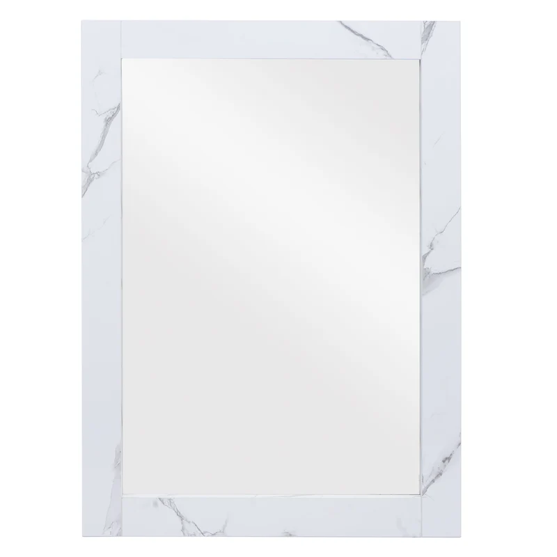Miroir mural de salle de bain 72 x 52 cm MDF aspect marbre blanc 04_0007885