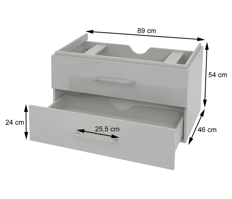 Meuble sous-lavabo meuble de salle de bain MDF brillant gris 04_0007849