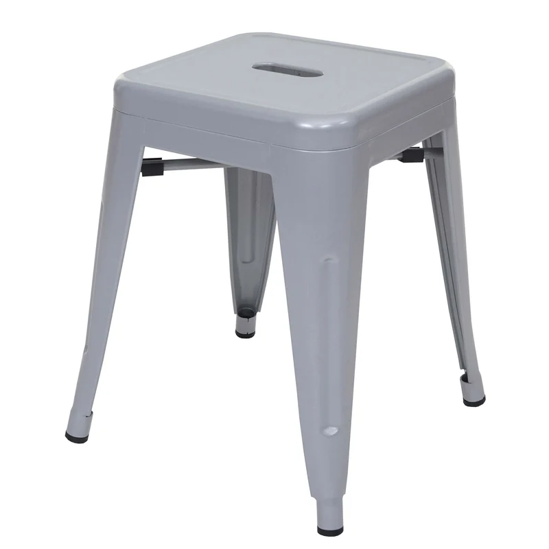 Lot de 6 tabourets bas en métal gris design industriel empilable 04_0007803