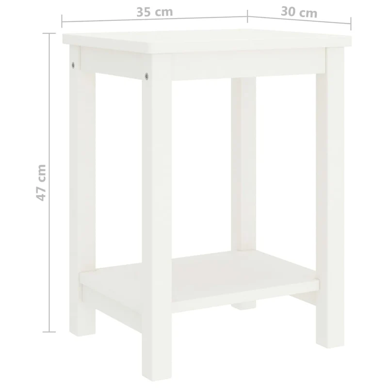 Table de chevet avec étagère 35 x 30 x 47 cm bois de pin blanc DEC033297
