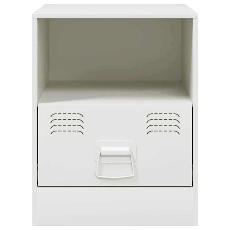 Table de chevet avec tiroir et compartiment ouvert 34,5 x 39 x 44 cm acier blanc DEC033290