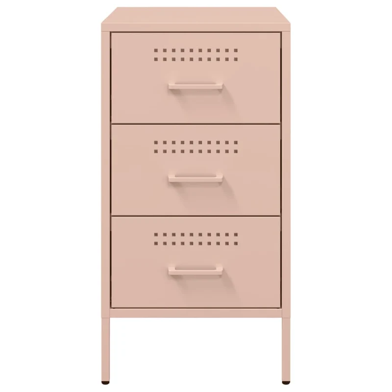 Table de chevet avec 3 tiroirs 36 x 39 x 68 cm acier rose DEC034567